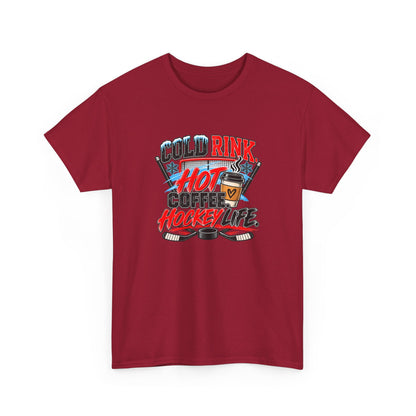 Hockey T-Shirt — Cold Rink, Hot Coffee, Hockey Life | Funny Hockey Parent Gift