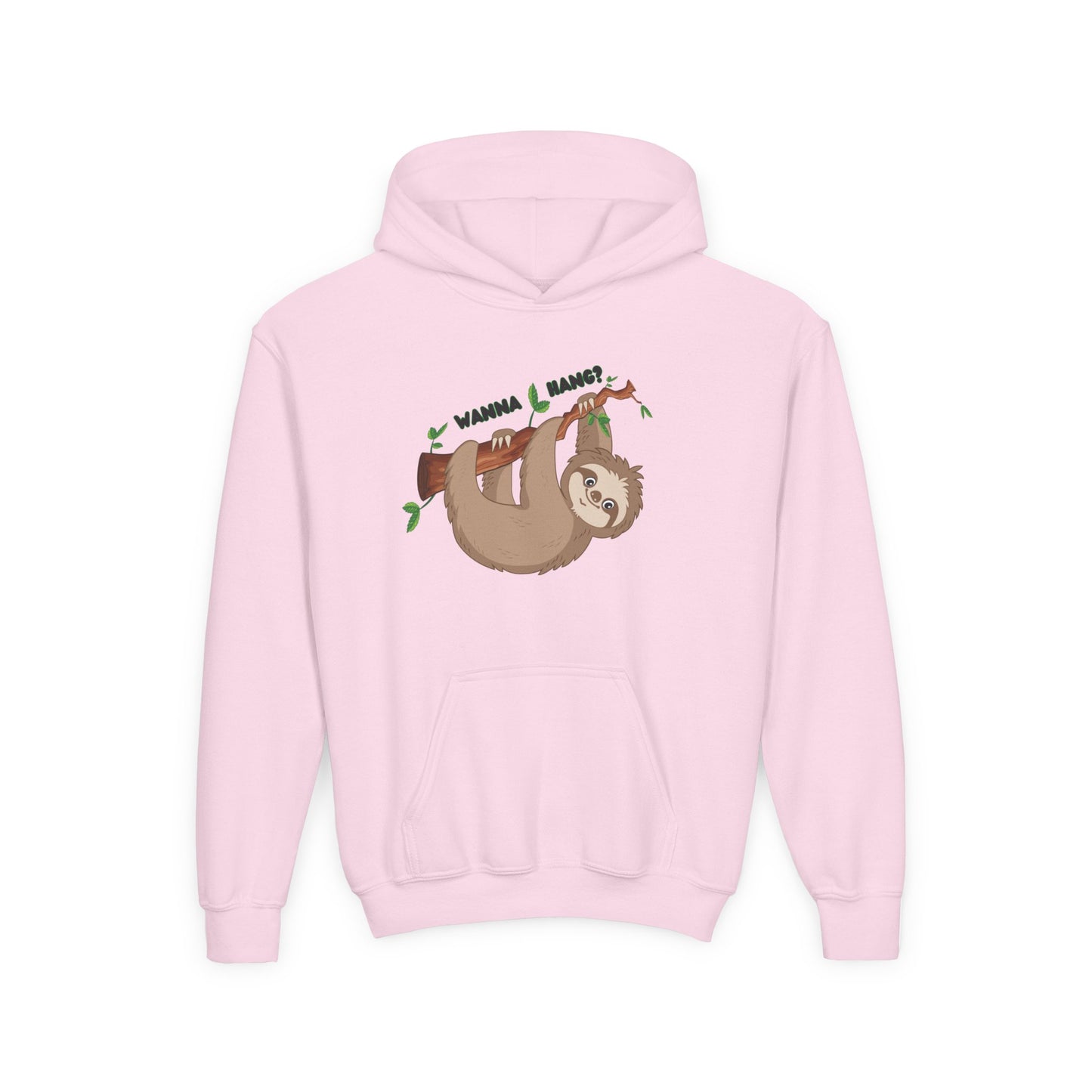 Youth Heavy Blend Hooded Sweatshirt: Sloth - Wanna hang?