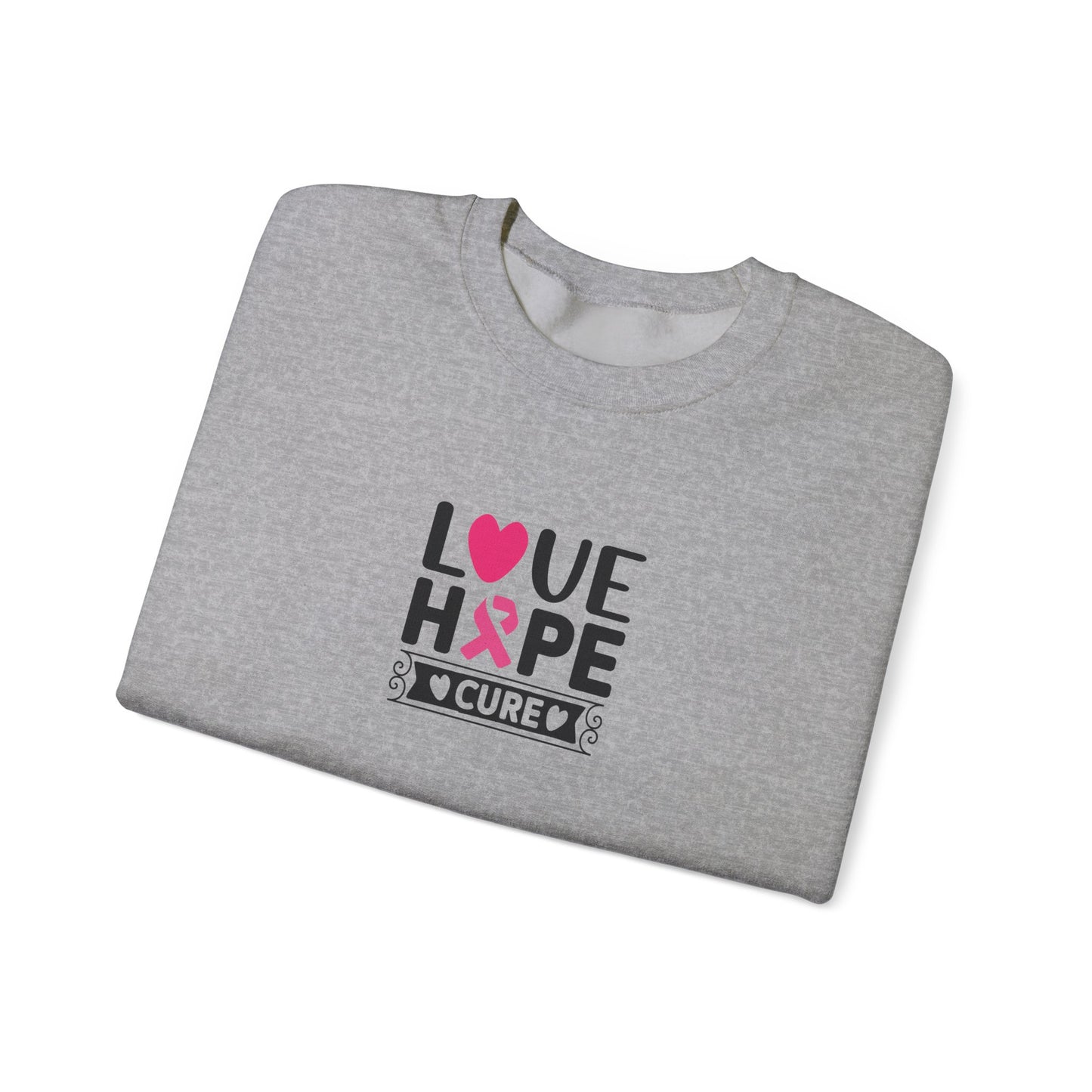 Unisex Heavy Blend™ Crewneck Sweatshirt: Love-Hope-Cure Breast Cancer