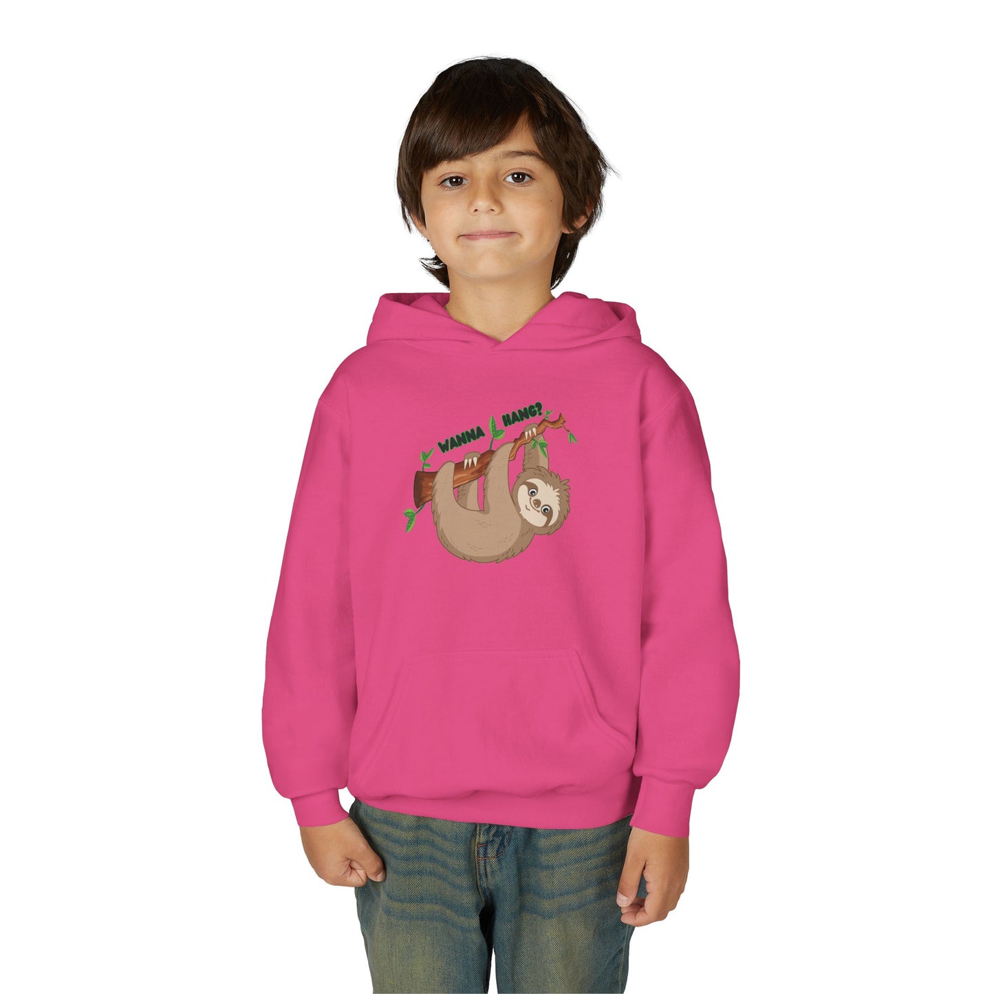 Youth Heavy Blend Hooded Sweatshirt: Sloth - Wanna hang?