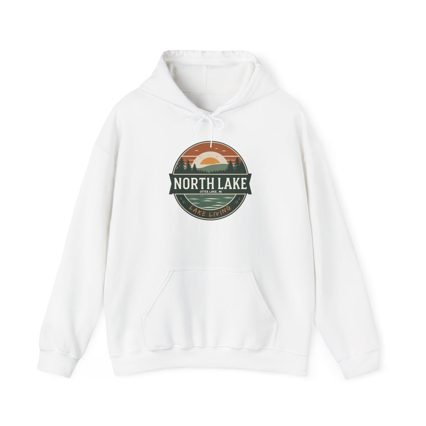 North Lake Hoodie Sweatshirt - Vintage Sunset Graphic