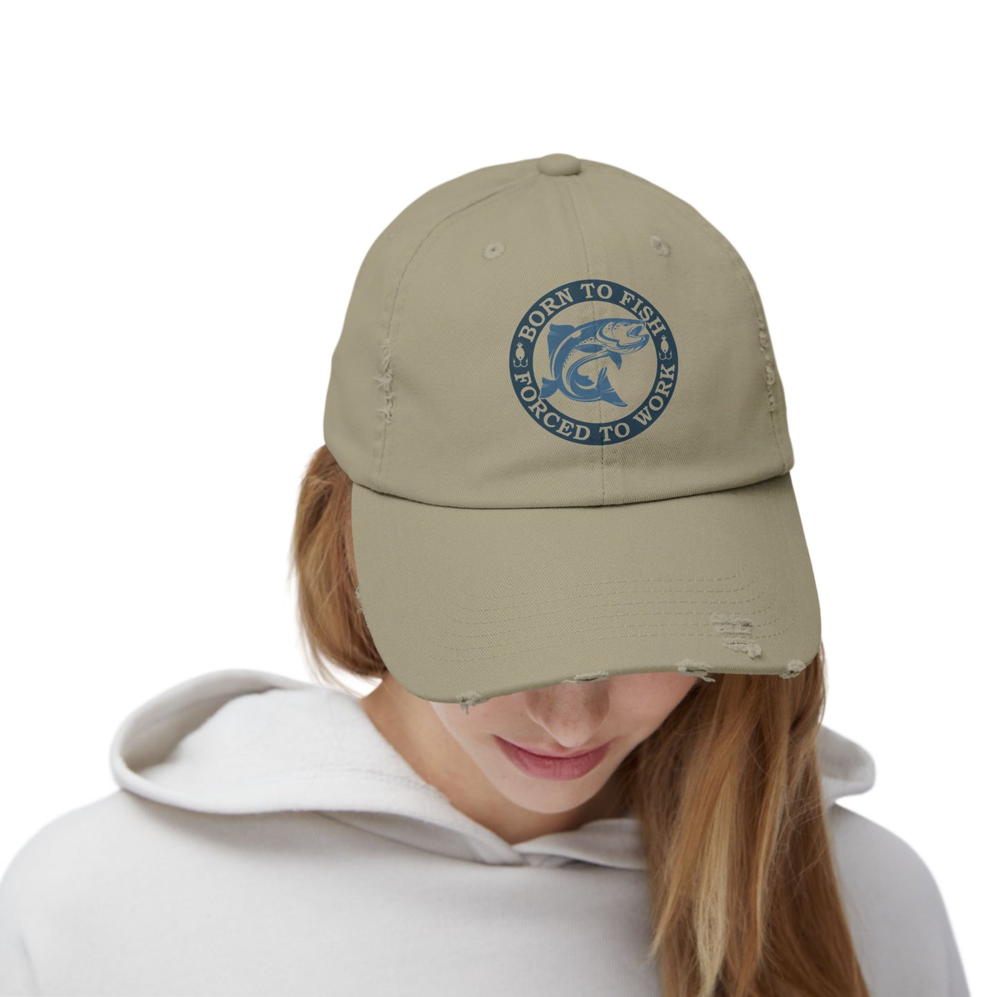 Unisex Distressed Cap: Born to fish