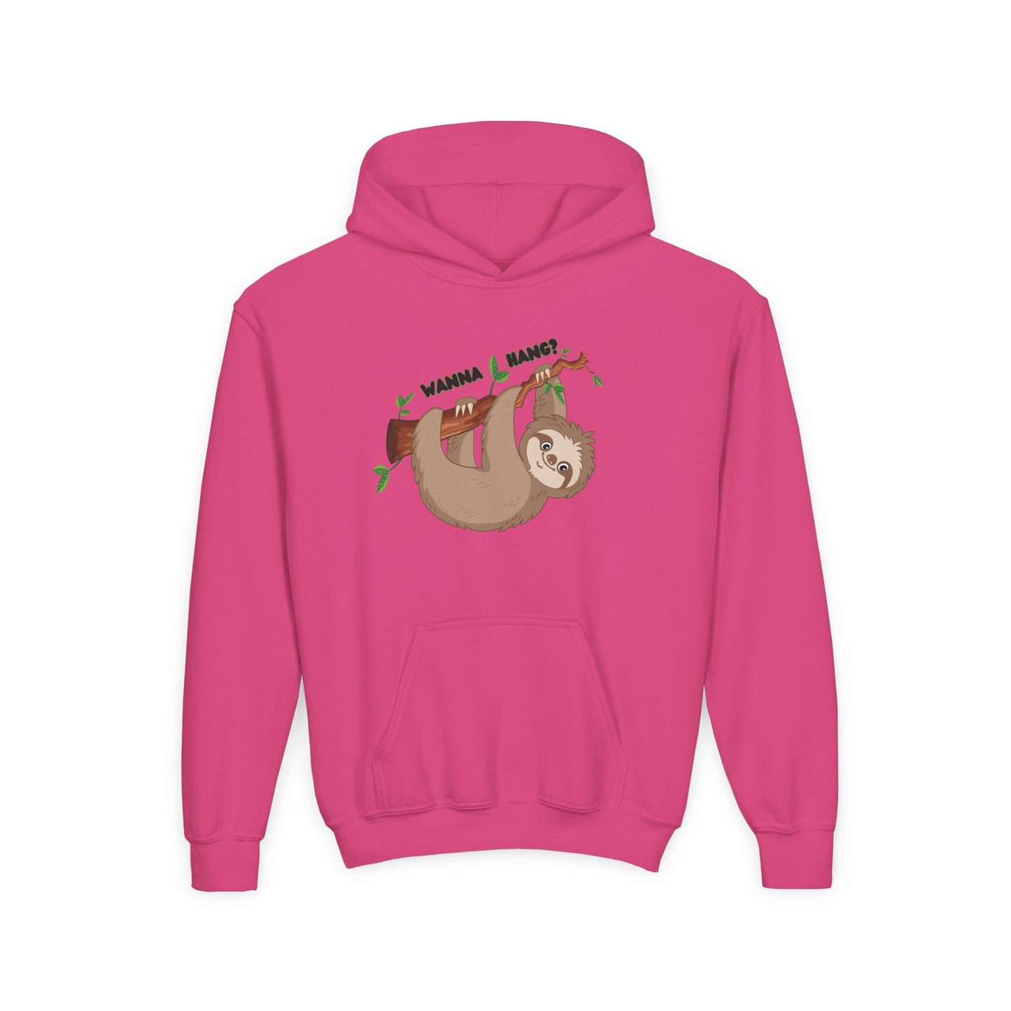 Youth Heavy Blend Hooded Sweatshirt: Sloth - Wanna hang?