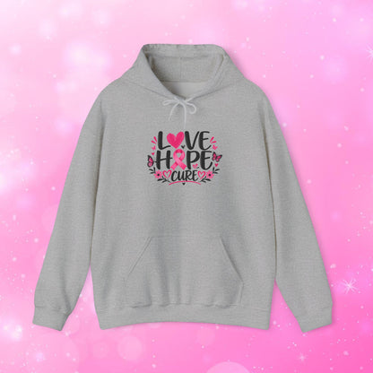 Unisex Heavy Blend Sweatshirt (Hoodie) - Breast Cancer - Love, Hope, Cure
