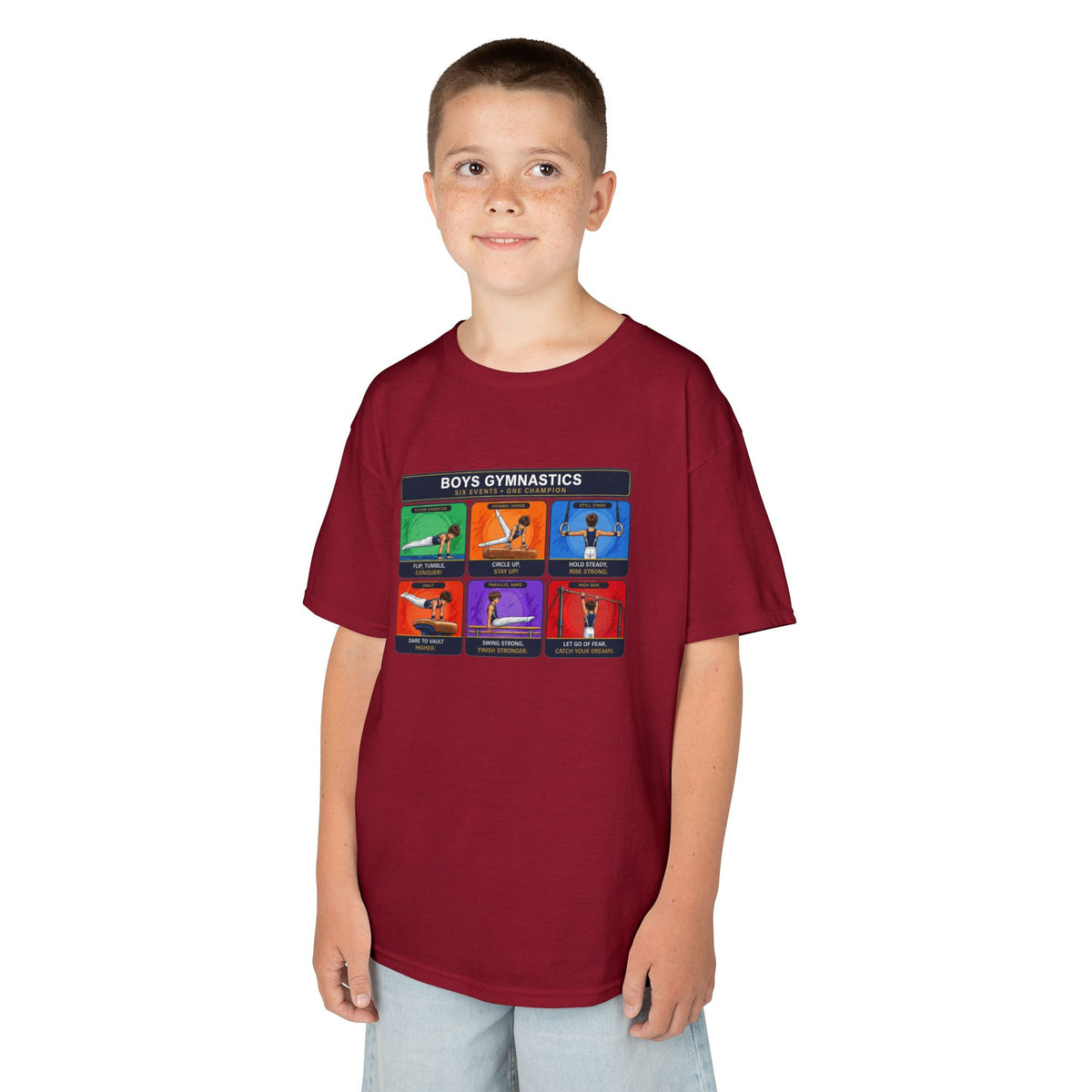 Boys Gymnastics T-Shirt | Six Events One Champion Shirt | Male Gymnast Gift