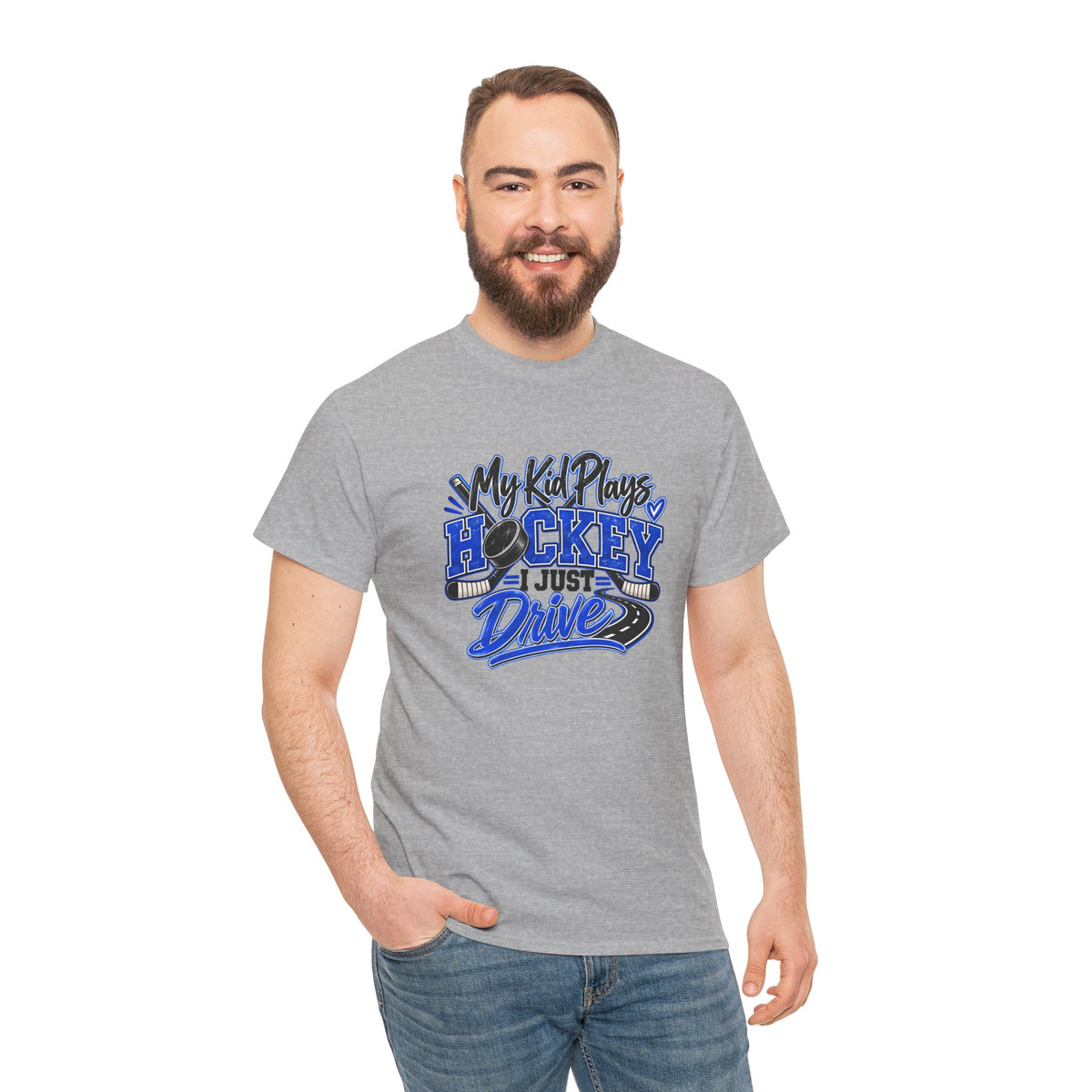 Hockey Mom & Dad T-Shirt — My Kid Plays Hockey, I Just Drive | Funny Travel Hockey Gift