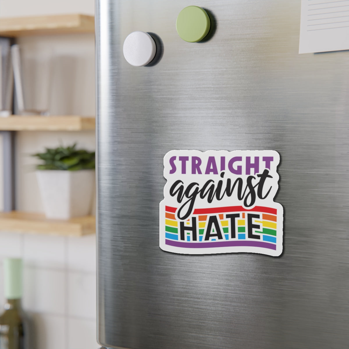 Die-Cut Magnet: Straight Against Hate