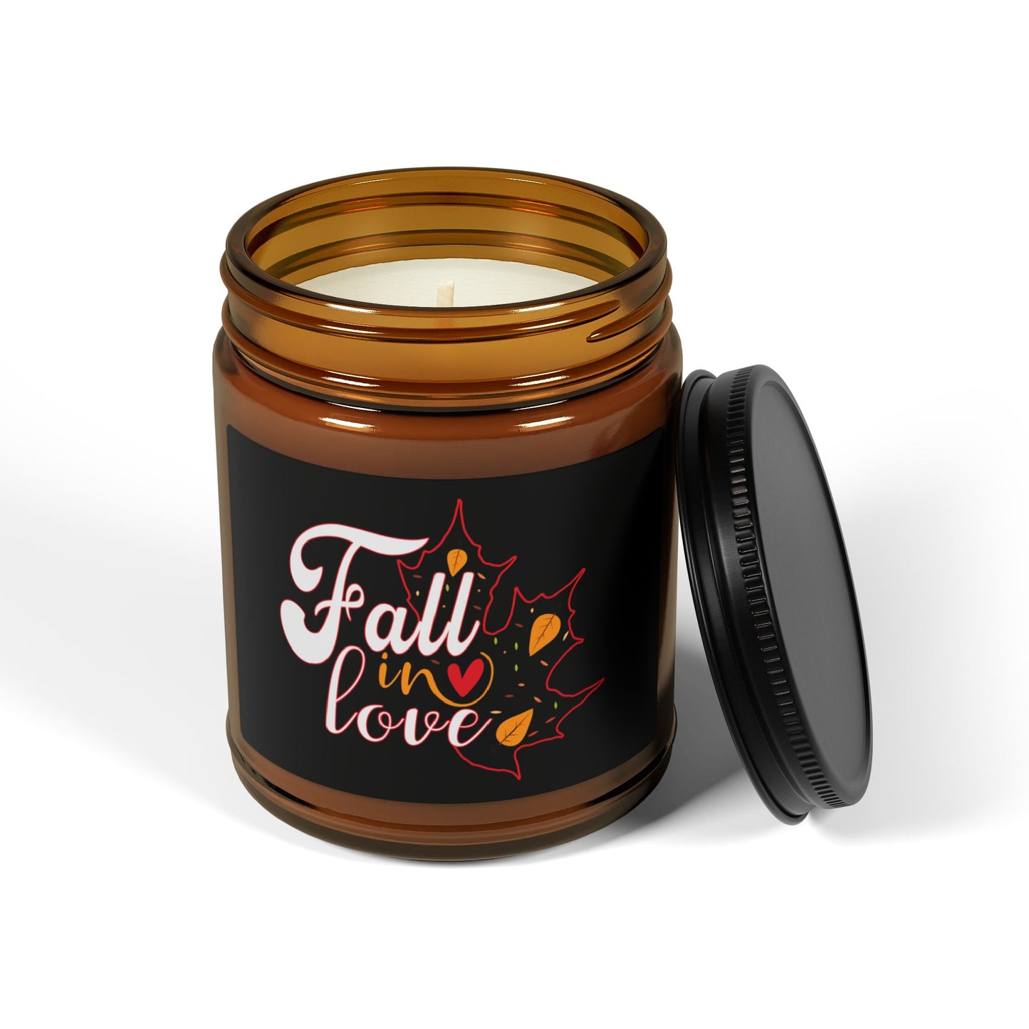 Scented Soy Candle (Multi-Size, Amber Jar): Fall in Love (black)