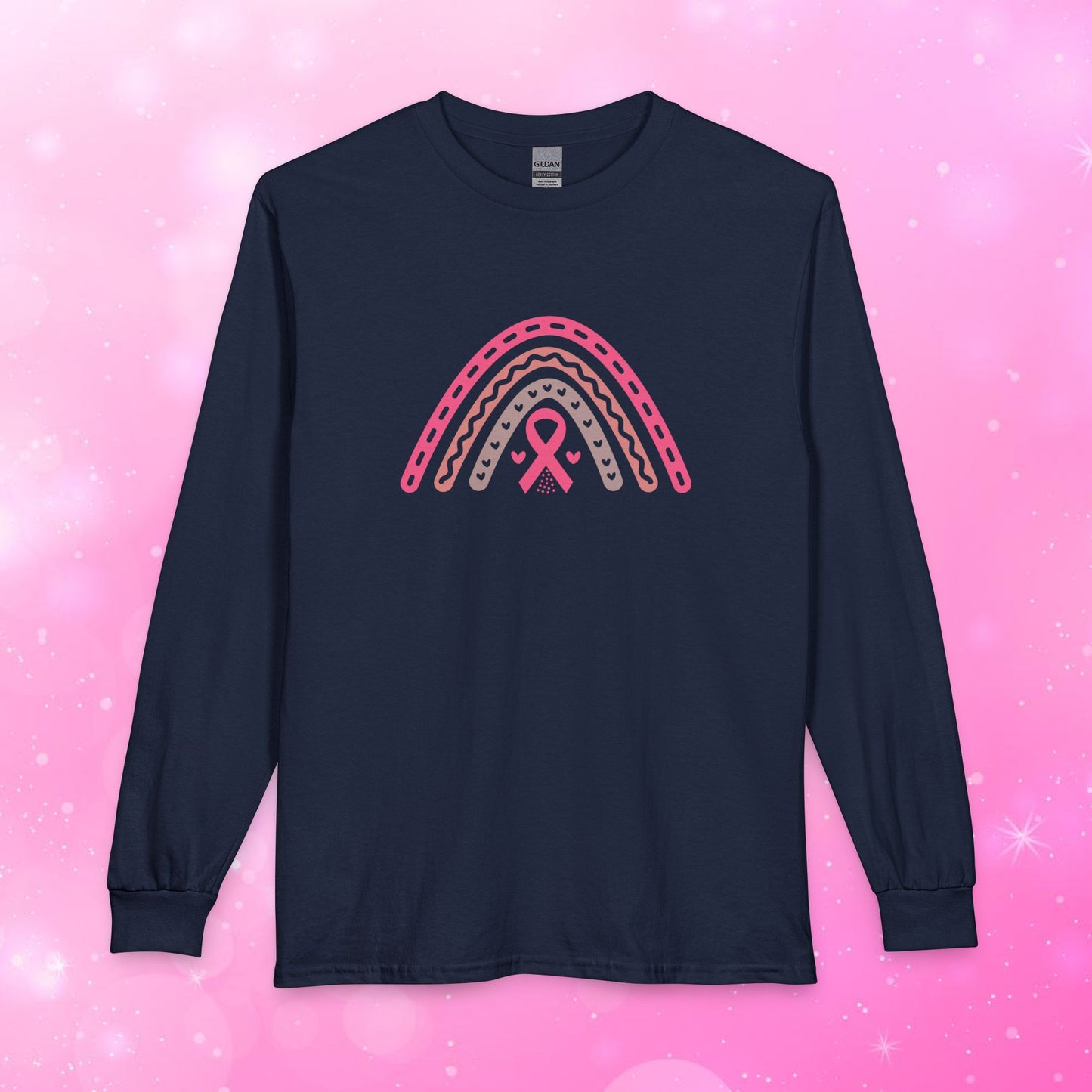 Unisex Long Sleeve Tee - Breast Cancer Awareness Rainbow