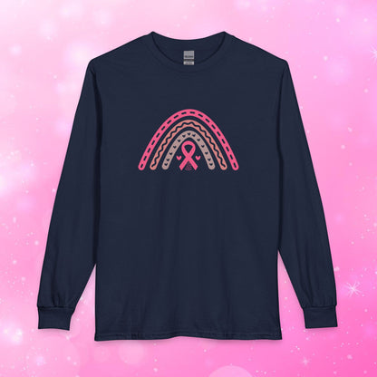 Unisex Long Sleeve Tee - Breast Cancer Awareness Rainbow