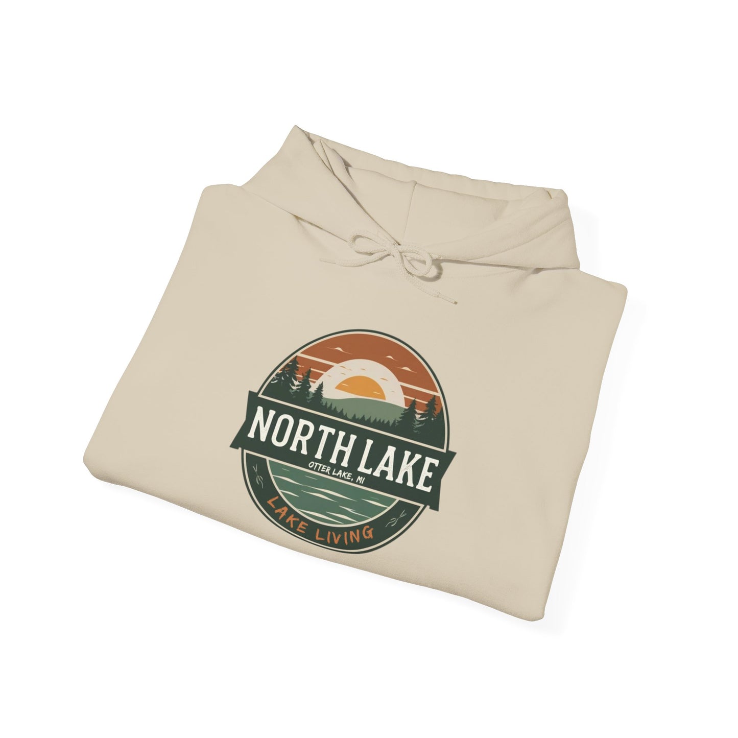North Lake Hoodie Sweatshirt - Vintage Sunset Graphic