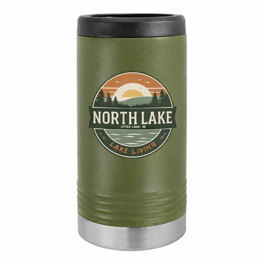 North Lake Slim Beverage Holder — Vintage Sunset Graphic