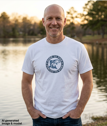 Unisex Heavy Cotton T-Shirt - Born to Fish, Forced to Work