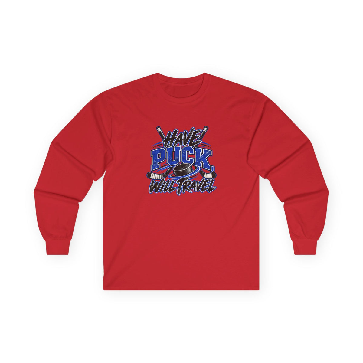 Hockey Long Sleeve T-Shirt — Have Puck, Will Travel | Funny Travel Hockey Gift