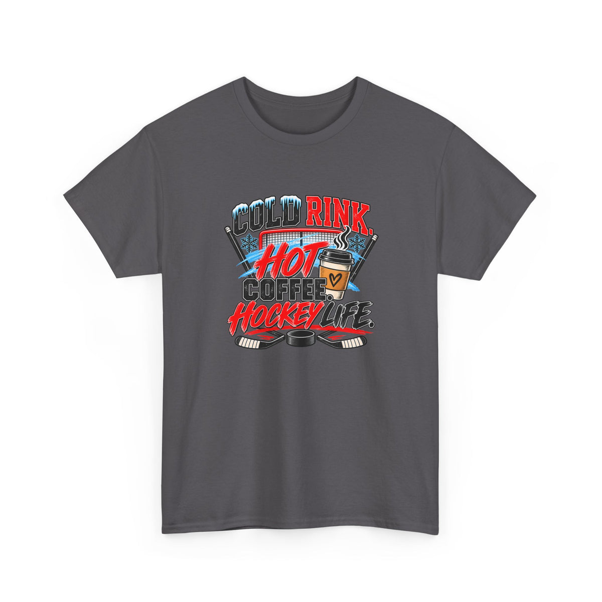 Hockey T-Shirt — Cold Rink, Hot Coffee, Hockey Life | Funny Hockey Parent Gift