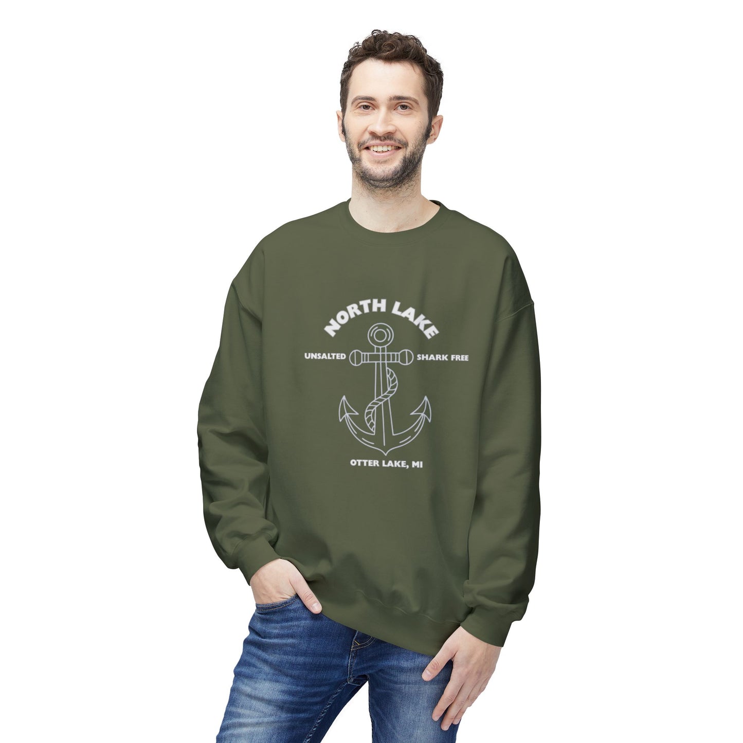 North Lake Crewneck Sweatshirt - Anchor Graphic
