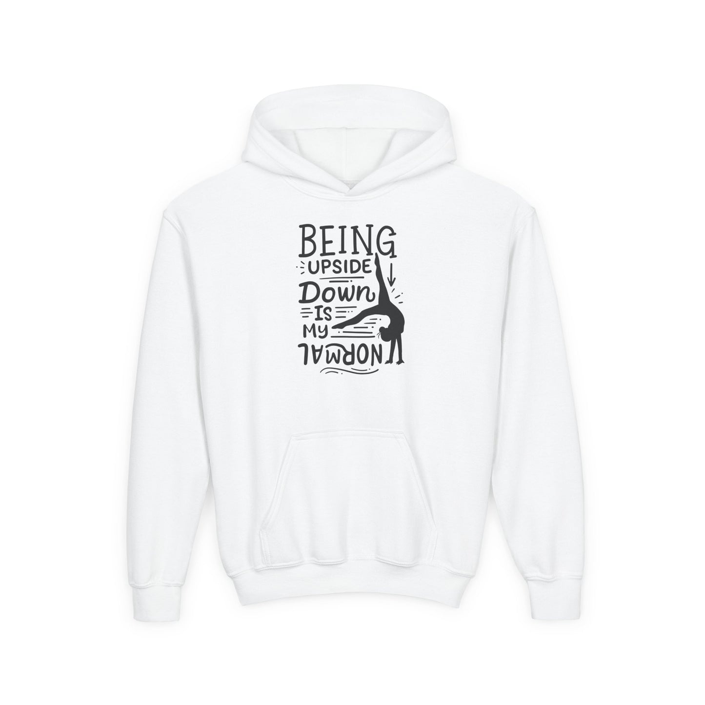 Youth Heavy Blend Hooded Sweatshirt: Gymnastics-Being upside down is my normal