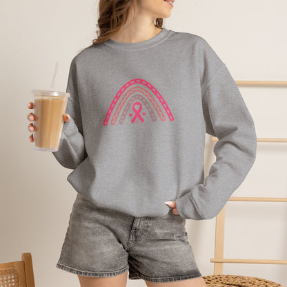 Unisex Heavy Blend Sweatshirt (Crewneck) - Breast Cancer Awareness Rainbow