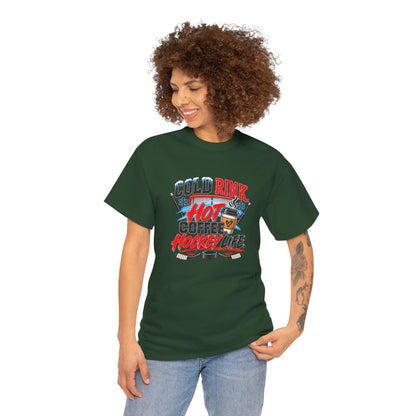 Hockey T-Shirt — Cold Rink, Hot Coffee, Hockey Life | Funny Hockey Parent Gift