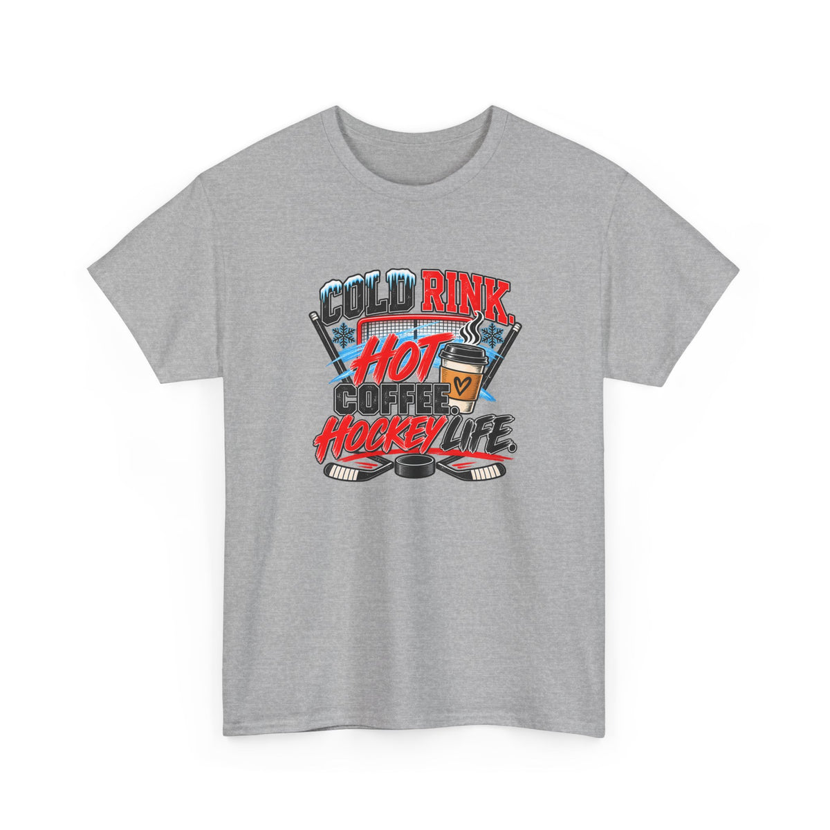 Hockey T-Shirt — Cold Rink, Hot Coffee, Hockey Life | Funny Hockey Parent Gift