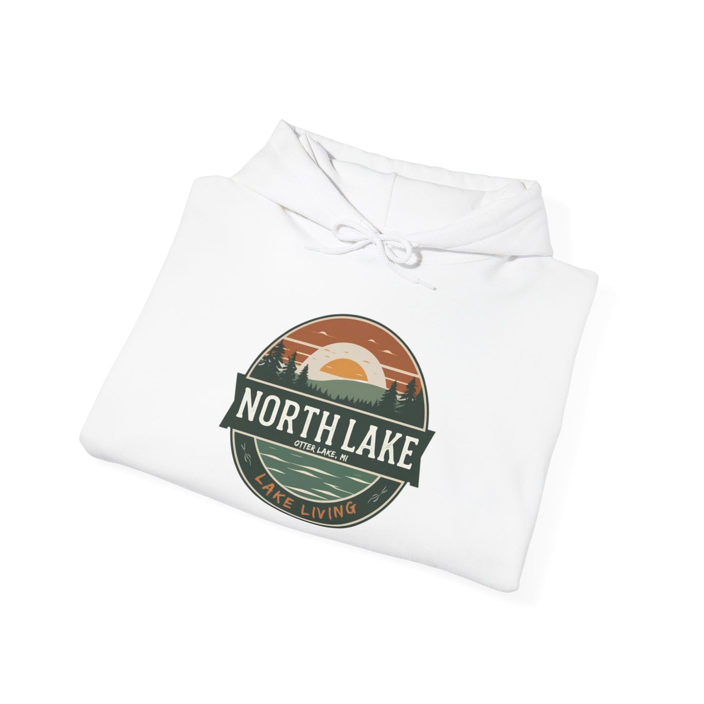 North Lake Hoodie Sweatshirt - Vintage Sunset Graphic