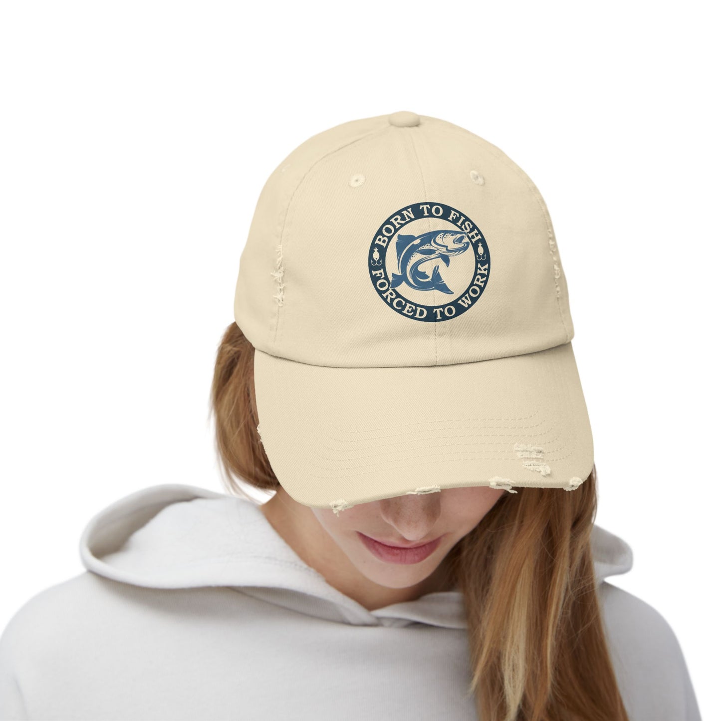 Unisex Distressed Cap: Born to fish