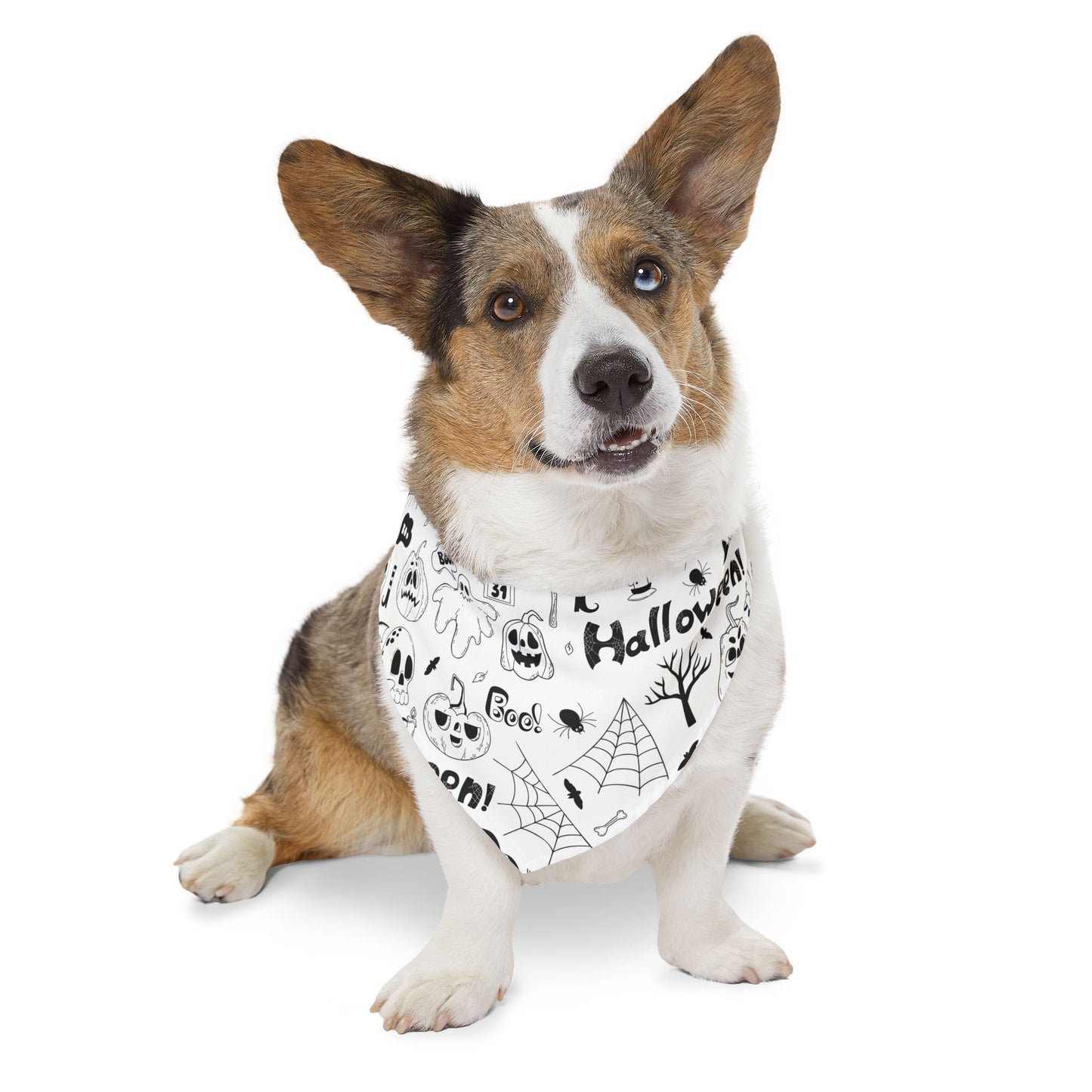 Pet Bandana Collar: B&W Halloween pattern