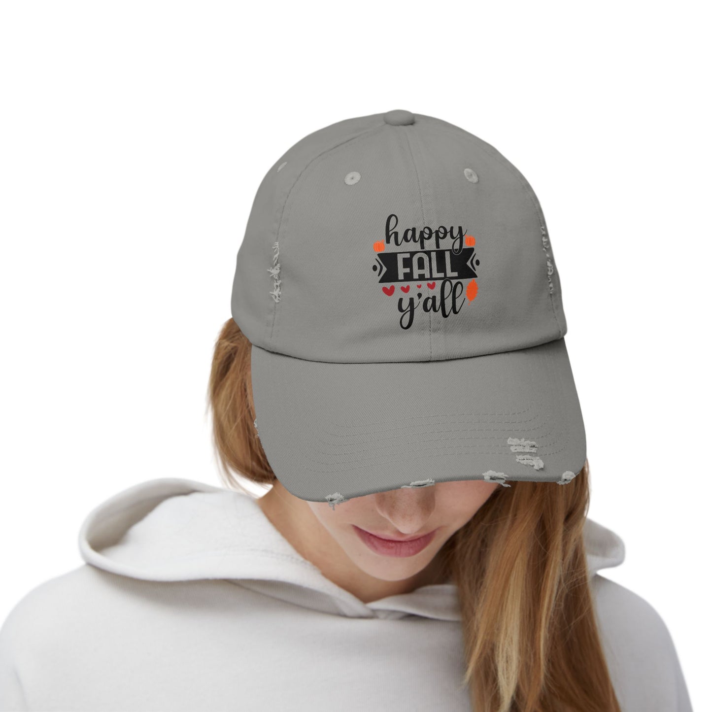 Unisex Distressed Cap: Happy Fall Ya'll