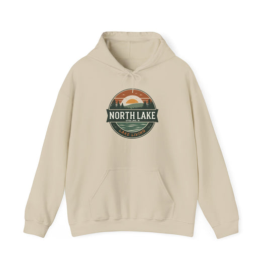 North Lake Hoodie Sweatshirt - Vintage Sunset Graphic