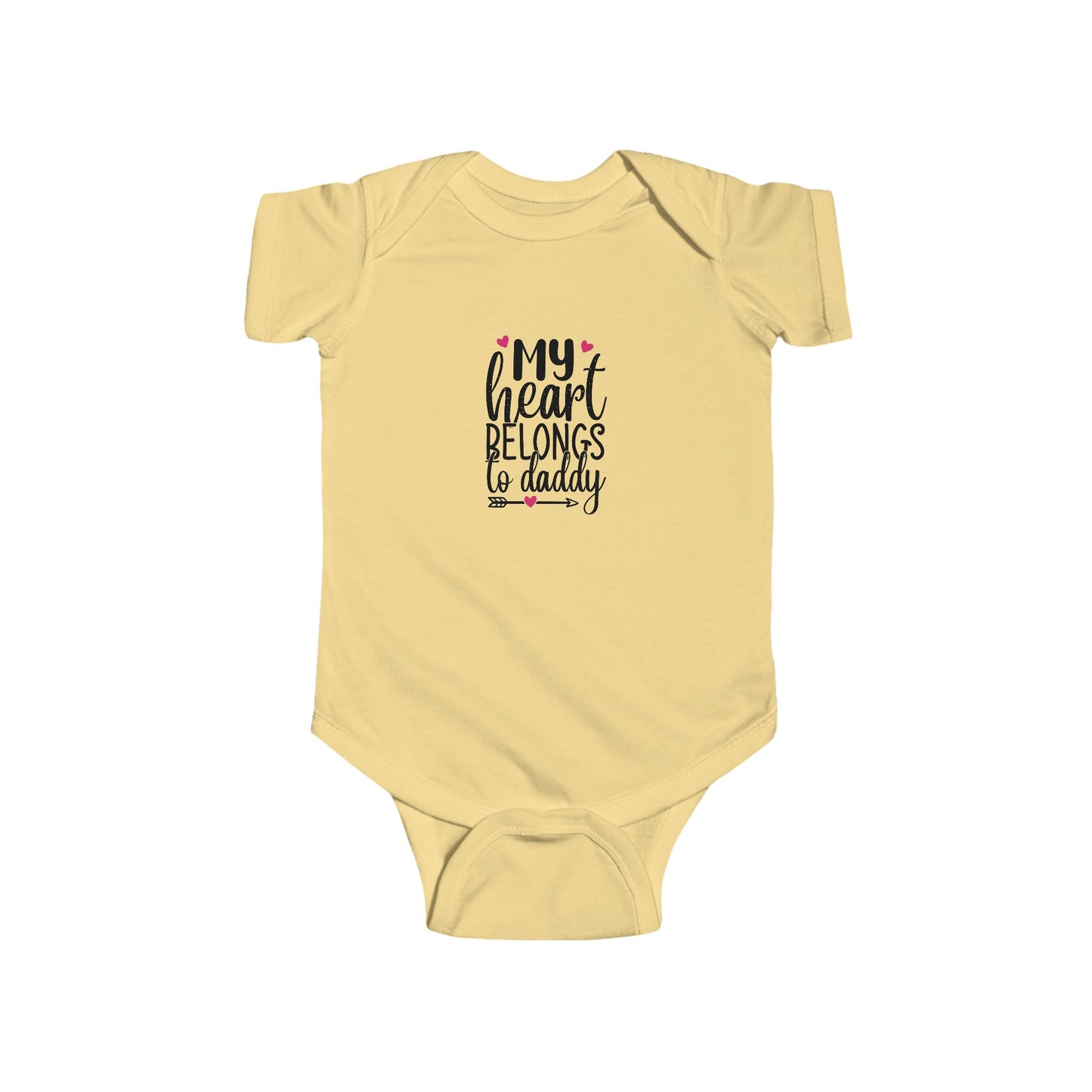 Infant Fine Jersey Onesie: Heart belongs to daddy onesie