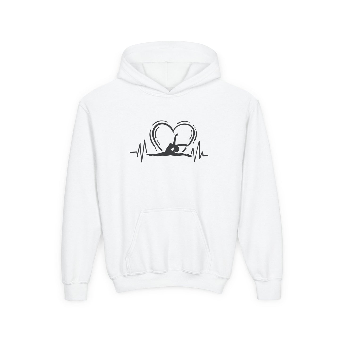 Youth Heavy Blend Hooded Sweatshirt: Gymnastics-Heartbeat
