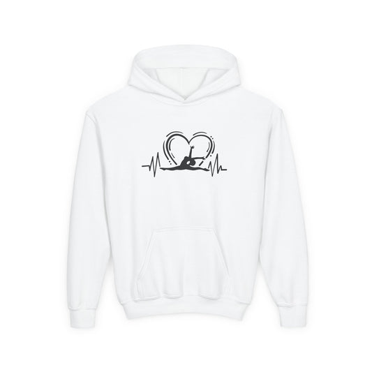Youth Heavy Blend Hooded Sweatshirt: Gymnastics-Heartbeat