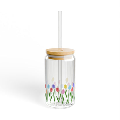 Floral Sipper Glass – Tulips (16 oz)