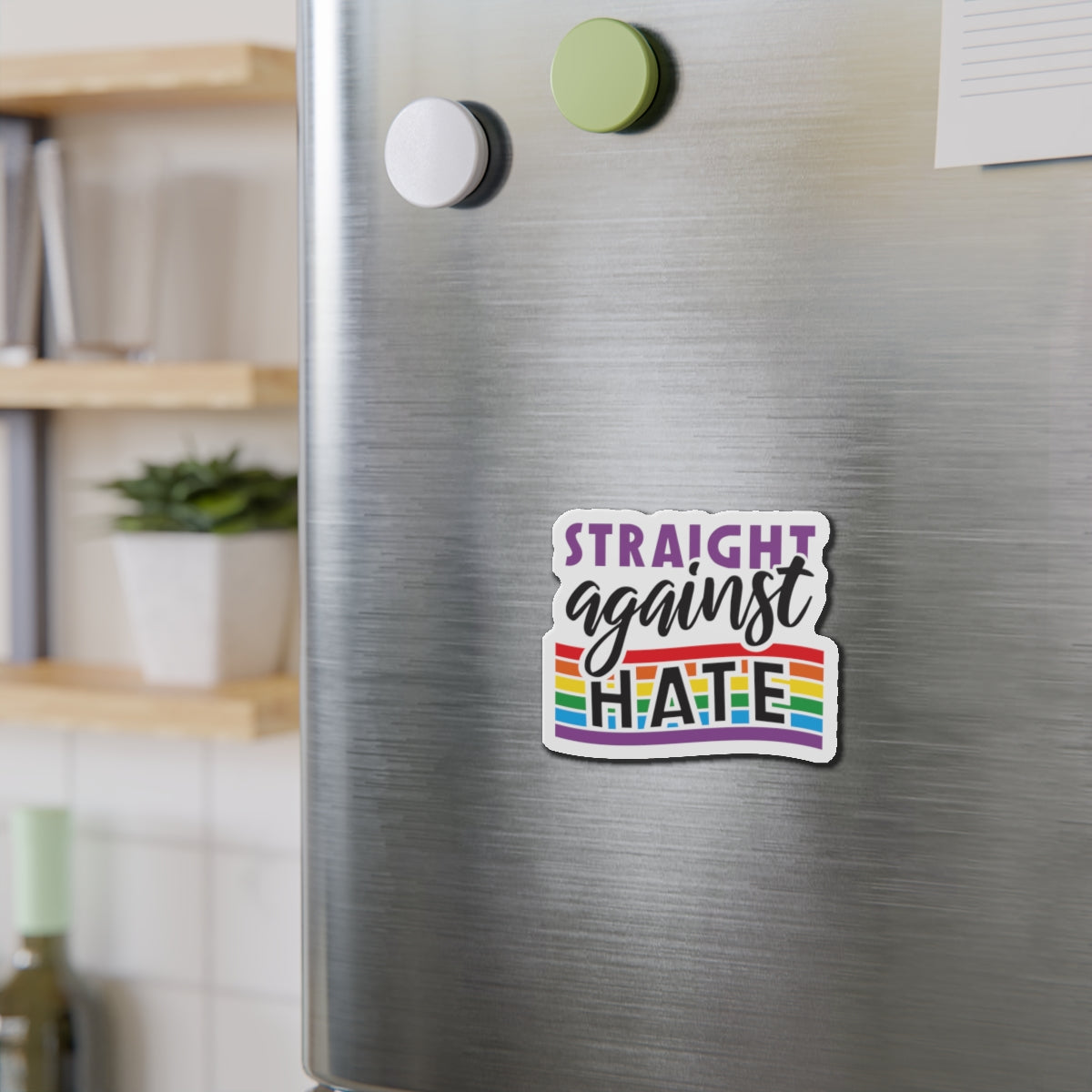 Die-Cut Magnet: Straight Against Hate