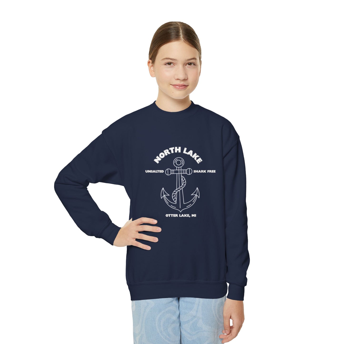North Lake Youth Crewneck Sweatshirt - Anchor Graphic