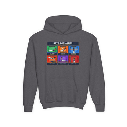Boys Gymnastics Sweatshirt (Hoodie) — Six Events One Champion Youth Pullover | Gymnast Gift
