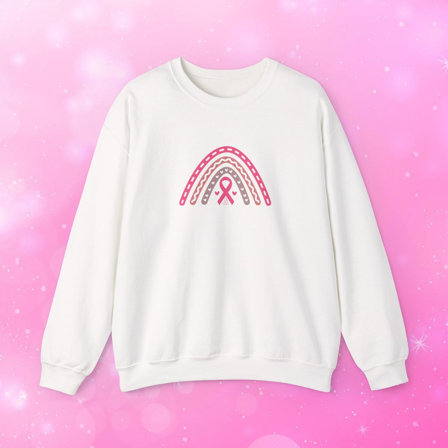Unisex Heavy Blend Sweatshirt (Crewneck) - Breast Cancer Awareness Rainbow