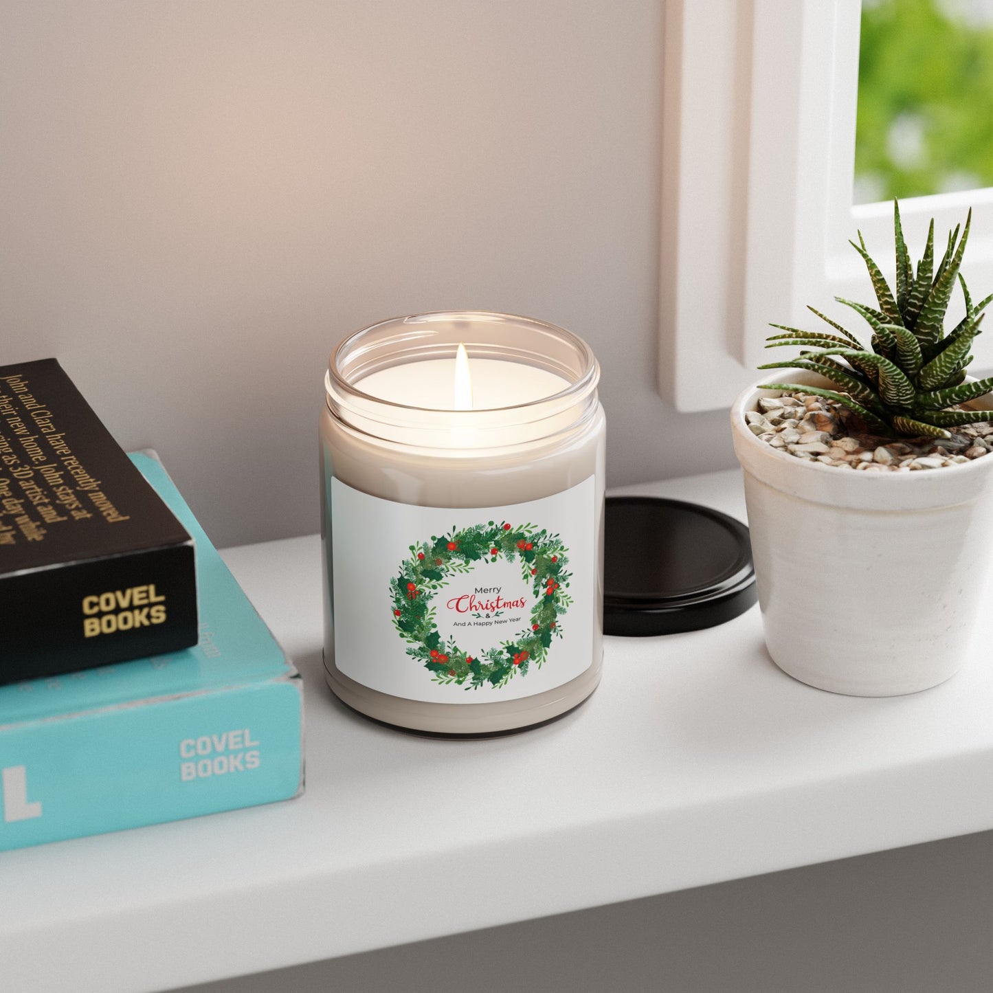 Scented Soy Candle, 9oz: Merry Christmas wreath