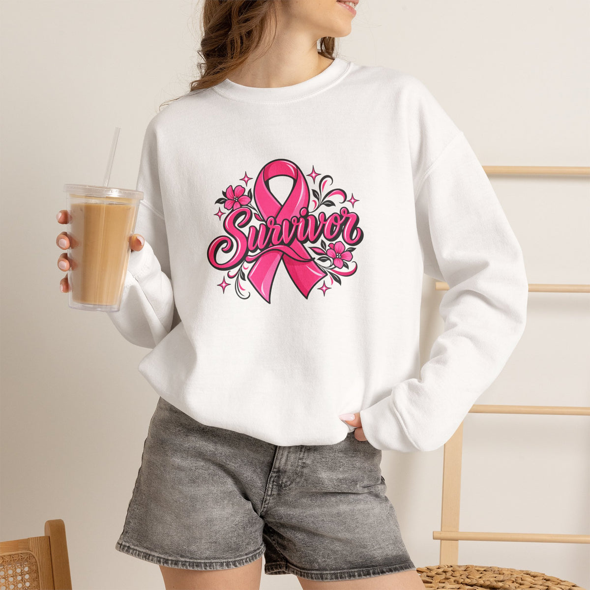 Unisex Heavy Blend Sweatshirt (Crewneck) - Breast Cancer - Survivor