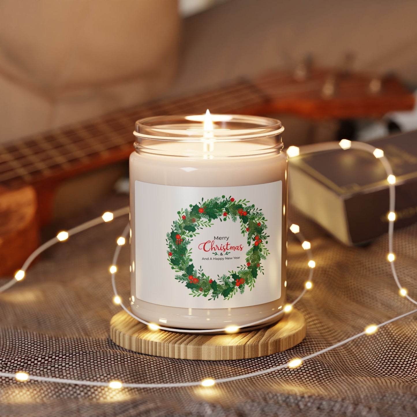 Scented Soy Candle, 9oz: Merry Christmas wreath