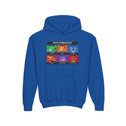 Boys Gymnastics Sweatshirt (Hoodie) — Six Events One Champion Youth Pullover | Gymnast Gift