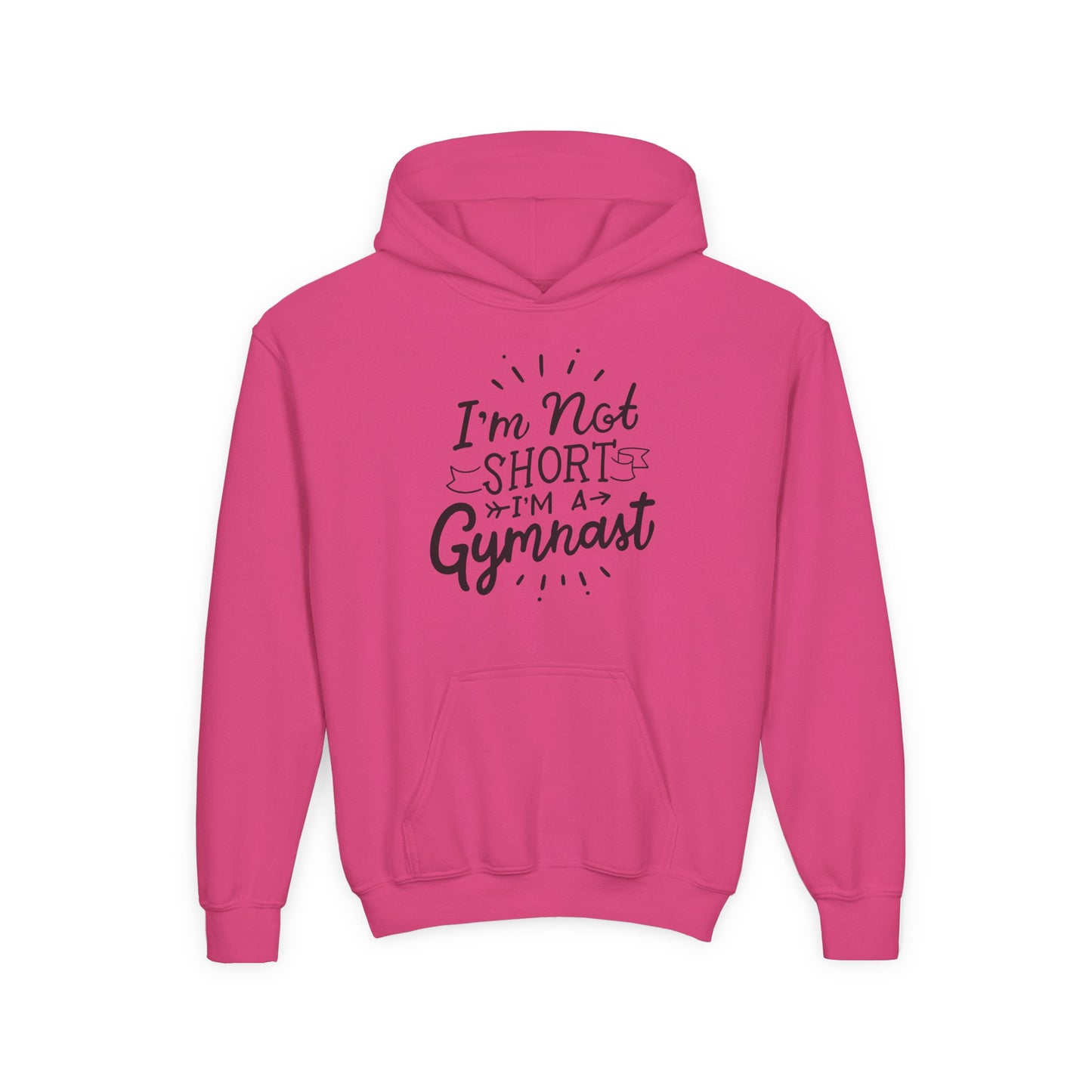 Youth Heavy Blend Hooded Sweatshirt: Gymnastics-I'm not short