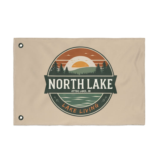 North Lake Flag — Double-Sided Vintage Sunset Graphic