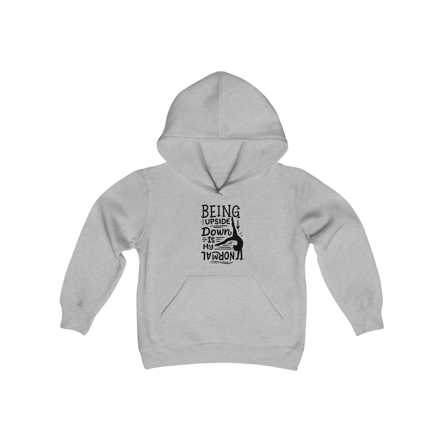 Youth Heavy Blend Hooded Sweatshirt: Gymnastics-Being upside down is my normal