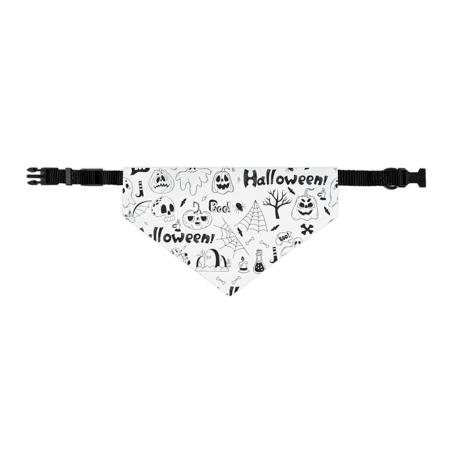 Pet Bandana Collar: B&W Halloween pattern