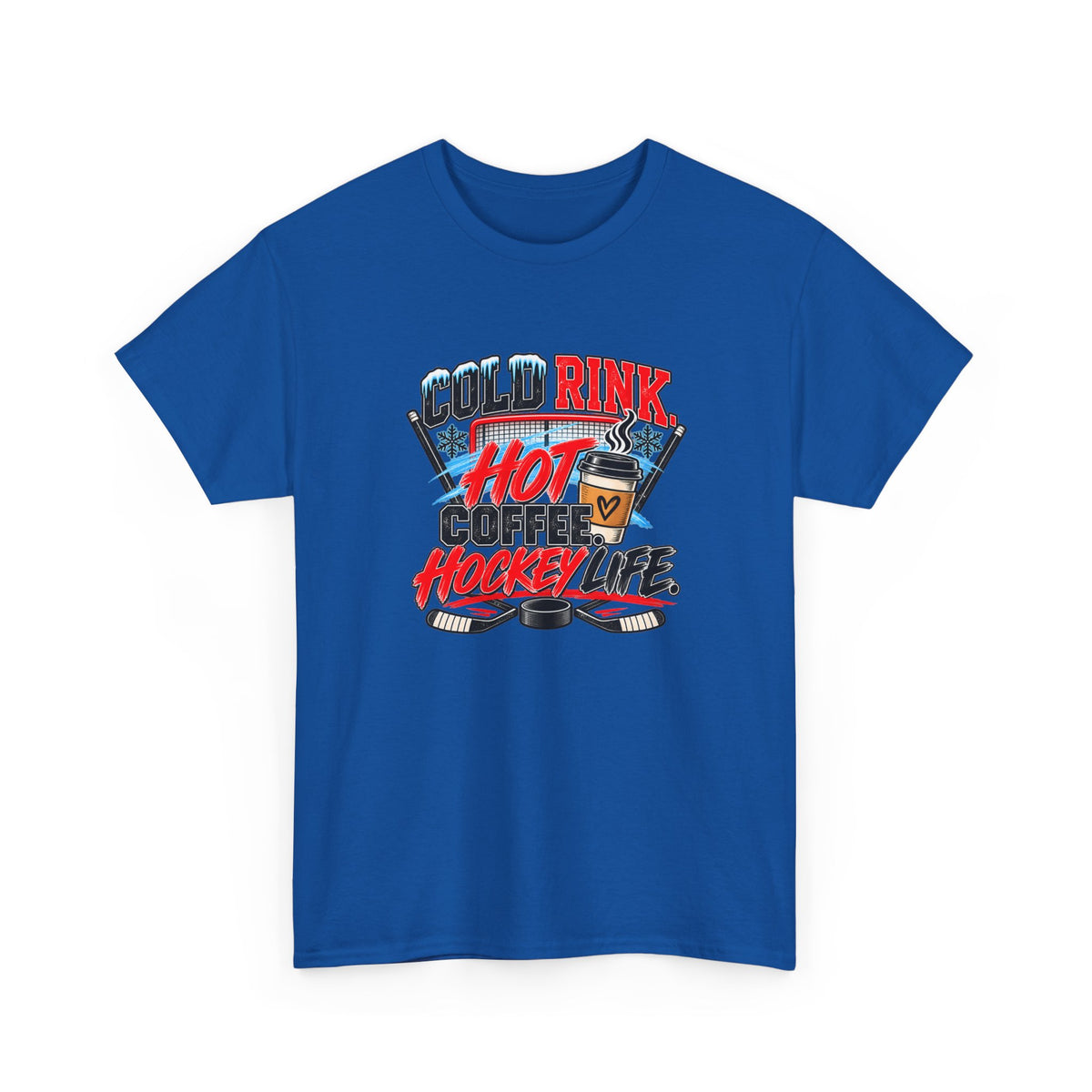 Hockey T-Shirt — Cold Rink, Hot Coffee, Hockey Life | Funny Hockey Parent Gift