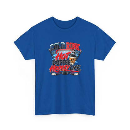 Hockey T-Shirt — Cold Rink, Hot Coffee, Hockey Life | Funny Hockey Parent Gift