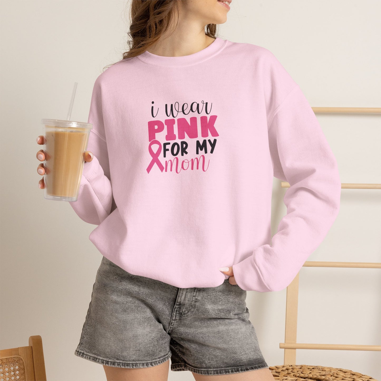 Unisex Heavy Blend Sweatshirt (Crewneck) - Breast Cancer - I wear pink for my Mom