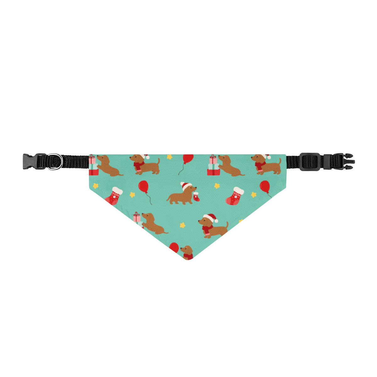 Christmas Holiday Clip-on Pet / Dog Bandana - Dachshund Santa Hat Print