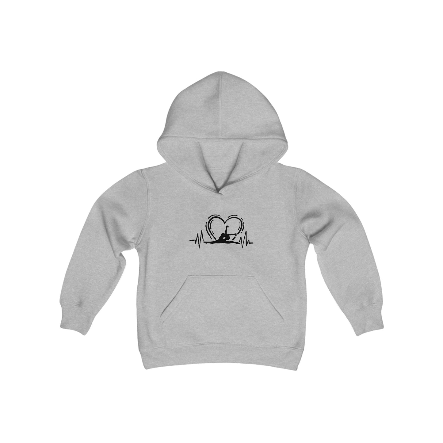 Youth Heavy Blend Hooded Sweatshirt: Gymnastics-Heartbeat